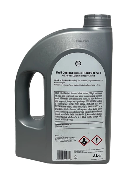 Shell Coolant Essential 4 Mevsimlik Mavi Antifriz 3 Litre - Resim 3