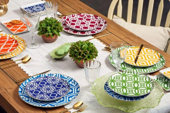 Porland Morocco 18 Parça 6 Kişilik İkram ve Kahvaltı Takımı  04A+P02 1276 ürün görseli 1