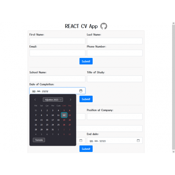 REACT CV App - Resim 2