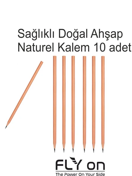 Kaliteli Doğal Naturel Kurşun Kalem Ahşap Boyasız Sağlıklı 10 adet FLYON ürün görseli 1