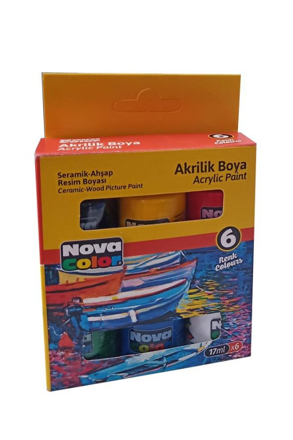 Akrilik Boya 6 Renk 17 ml 1 Paket Akrilik Boya Seti 6 lı Ahşap Tuval Taş Ağaç Boyamalar İçin İdea Boyama Seti ürün görseli 1