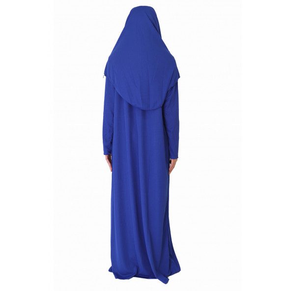 KOYU MAVİ FERMUARLI NAMAZ ELBİSESİ ürün görseli 1
