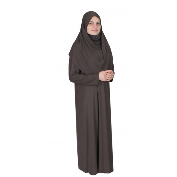 KOYU KAHVERENGİ FERMUARSIZ NAMAZ ELBİSESİ ürün görseli 1