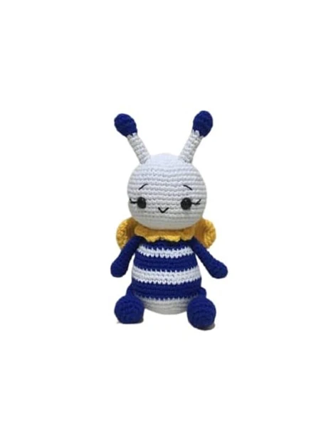Saks Mavisi Miniş Arı Uyku Arkadaşı Amigurumi Organik Oyuncak ürün görseli 1
