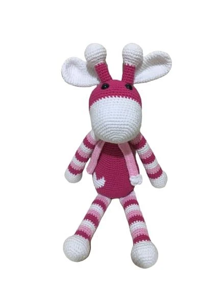 Fuşya Sevimli Zürafa Amigurumi Organik Oyuncak ürün görseli 1