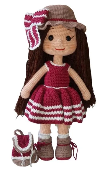 Şapkalı Güzel Bebek Amigurumi Organik Oyuncak ürün görseli 1