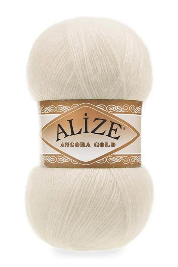 Alize Angora Gold Simsiz Örgü İpi - Krem - 5'Li Paket - ( Renk Kodu : 01 ) ürün görseli 1