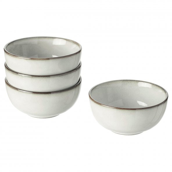 4 Lü Kase Seti Gri Renk 14 cm MeridyenDukkan Stoneware, Renkli Sır ürün görseli 1