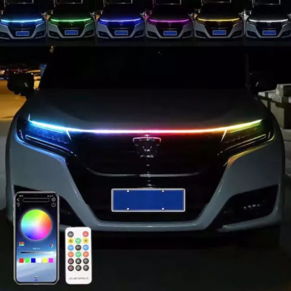 App Kontrollü Kaput Ledi Animasyonlu RGB Kayar Led - Sinyal Modüllü 150cm ürün görseli 1