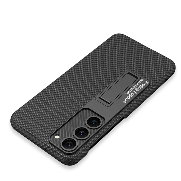 Smcase Samsung Galaxy S23 Plus Kılıf Standlı Kalemlikli Carbon Görünüm ürün görseli 1