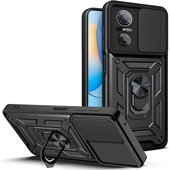Smcase Huawei Nova 9 SE Kılıf Kamera Korumalı Yüzüklü Tank Pars SilikonNano Ekran Koruyucu ürün görseli 1