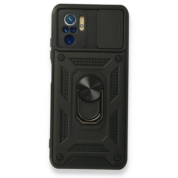 Smcase Xiaomi Redmi Note 10S Kılıf Kamera Korumalı Yüzüklü Tank Pars SilikonNano Ekran Koruyucu ürün görseli 1