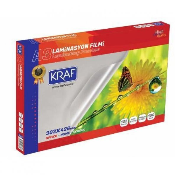 LAMİNASYON FİLMİ PARLAK A3 125MIC 100LÜ ürün görseli 1