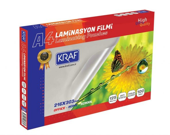 LAMİNASYON FİLMİ PARLAK A4 125MIC 100LÜ ürün görseli 1