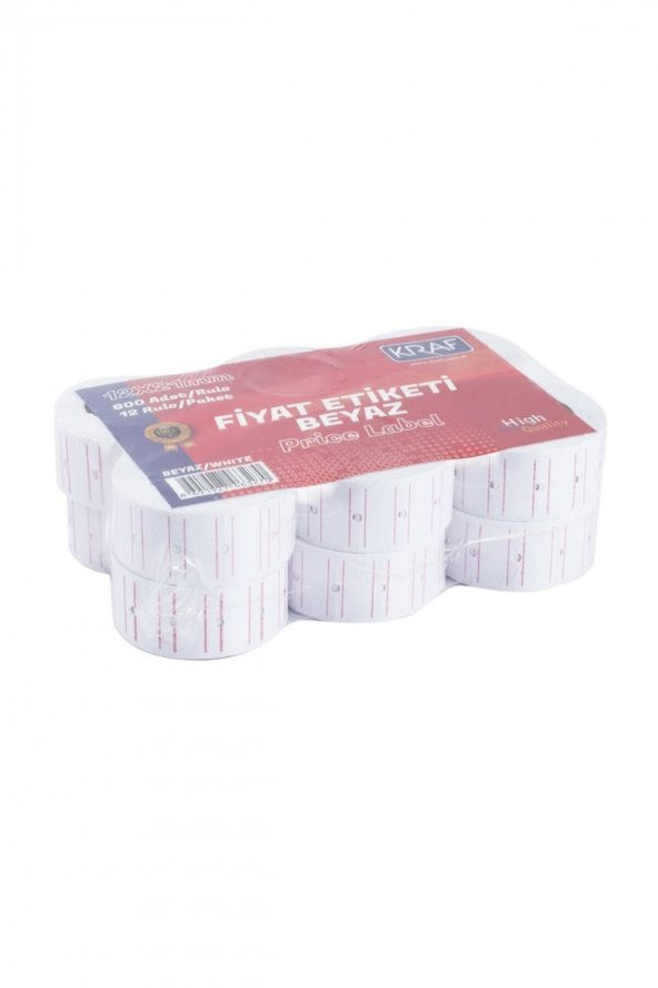 Fiyat Etiketi Beyaz Çizgili 12`li Paket ürün görseli 1
