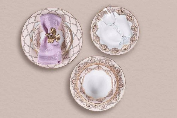 Porland Glamorous 60 Parça 12 Kişilik Yemek Takımı  04ALM005676 ürün görseli 1