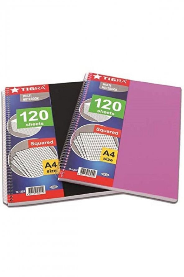 Tıgra Spiralli A4 12 Yaprak Kareli Defter ürün görseli 1