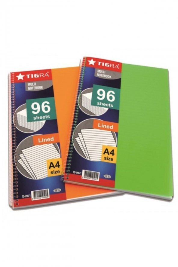Tıgra 96 Yaprak Çizgili Spiralli Defter ürün görseli 1