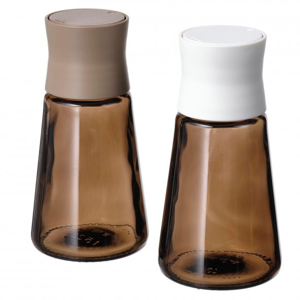2 Adet Tuzluk-Karabiberlik MeridyenDukkan Cam-Kahverengi Amber Renk 12 cm, 2 Parça ürün görseli 1