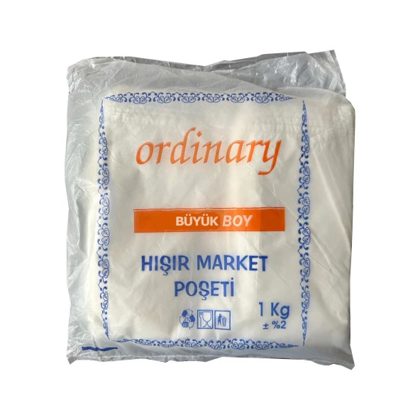 Ordinary Beyaz Market Poşeti Torbası - Hışır Atlet Poşet - Büyük Boy - 30 x 60 Cm. - 1 Kg. ürün görseli 1