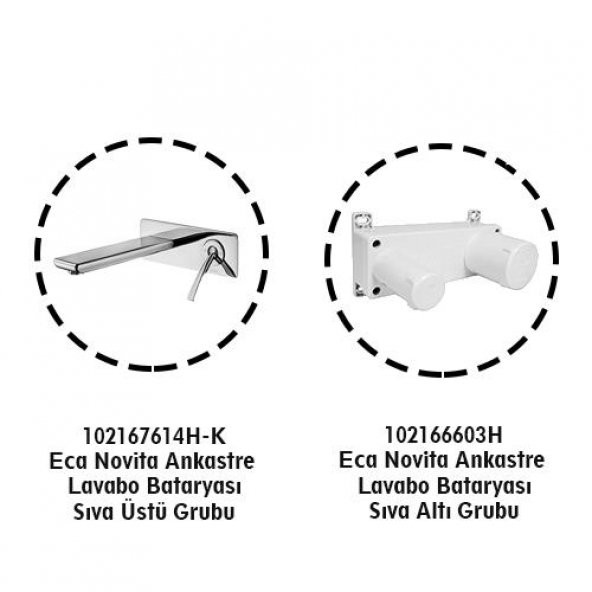 Eca Novita Ankastre Gömme Lavabo Bataryası Set (102167614H-K+102166603H) ürün görseli 1