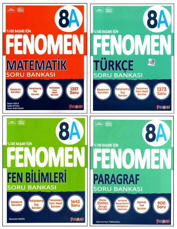 Fenomen 8. Sınıf LGS Matematik(A)+Fen(A)+Türkçe(A)+Paragraf(A) Soru Bankası 4 Kitap ürün görseli 1
