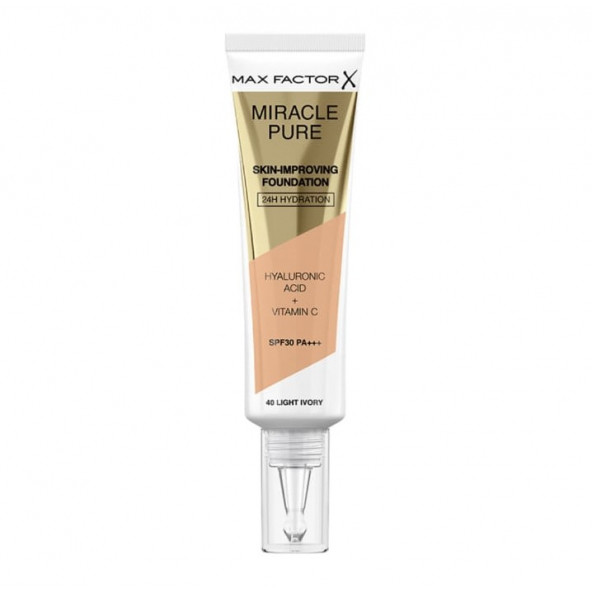 Max Factor Miracle Pure Foundation 40 Light Ivory - Resim 2