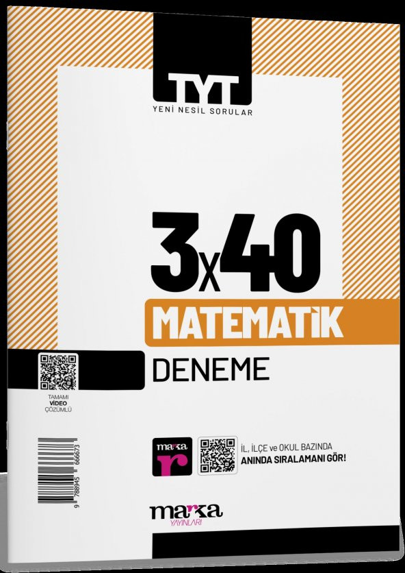 TYT Matematik 3 x 40 Deneme Marka Yayınları ürün görseli 1