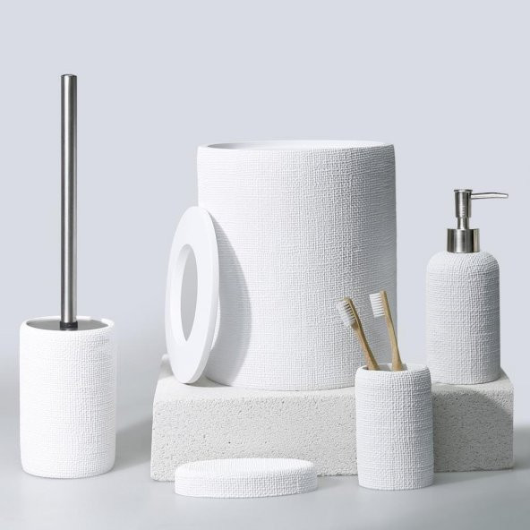 Selim Dekor Natural Banyo Seti Beyaz ürün görseli 1