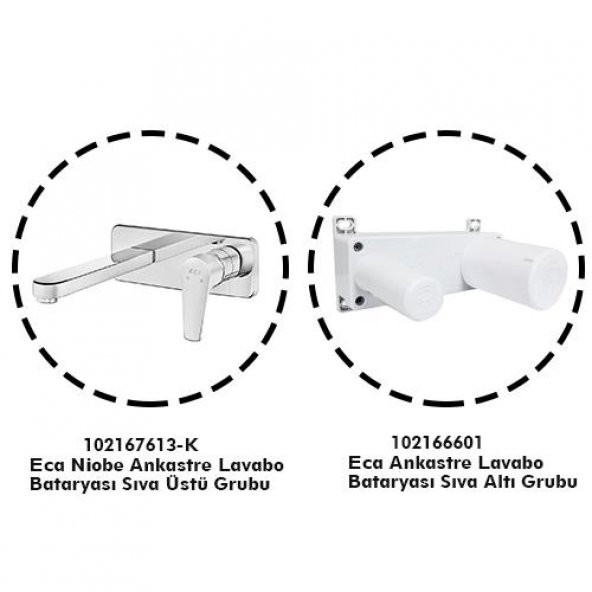 Eca Niobe Ankastre (Gömme) Lavabo Bataryası Set (102167613-K+102166601) ürün görseli 1