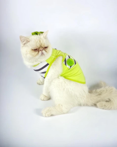 Lime Fuzz Atlet Kedi Kıyafeti Kedi Elbisesi ürün görseli 1