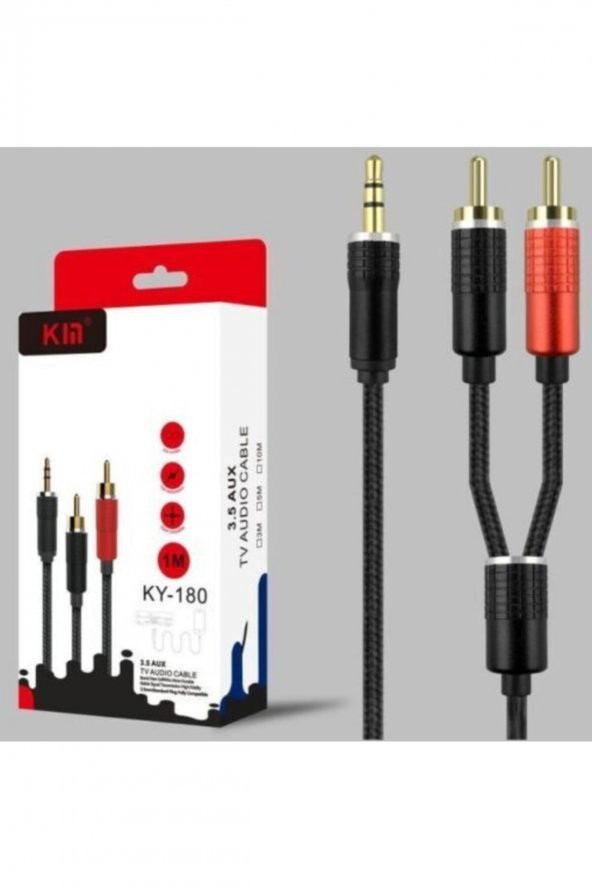 3.5 To 2rca Standart Ses Kablo 1m Kın Ky-180 ürün görseli 1