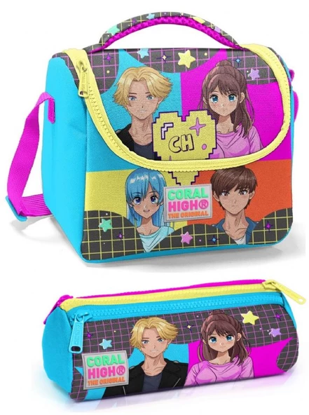 Coral High Mor Mavi Anime Kız Çocuk Beslenme Çantası Seti ürün görseli 1