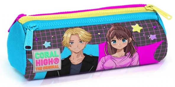 Coral High Mavi Anime Üç Bölmeli Kalem Çantası - Kız Çocuk ürün görseli 1