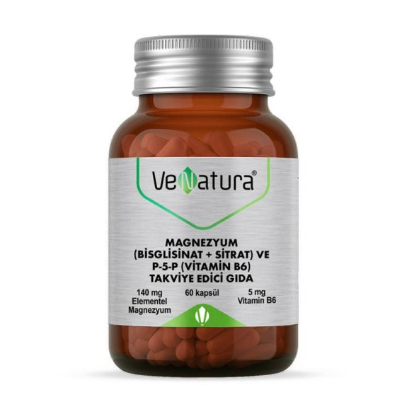 Venatura Magnezyum Bisglisinat Sitrat ve P-5-P Vitamin B6 60 Kapsül ürün görseli 1