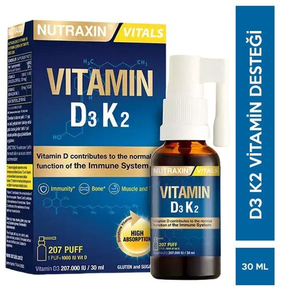Nutraxin Vitamin D3K2 Sprey 30 ml ürün görseli 1