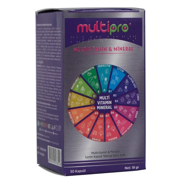 Multipro Multivitamin ve Mineral 30 Kapsül ürün görseli 1