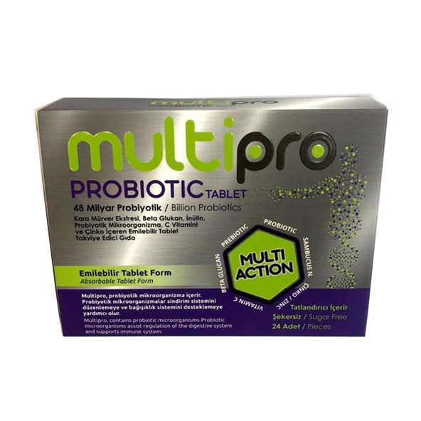 Multipro Probiotic Kara Mürver, Beta Glukan Çinko 24lü Tablet ürün görseli 1