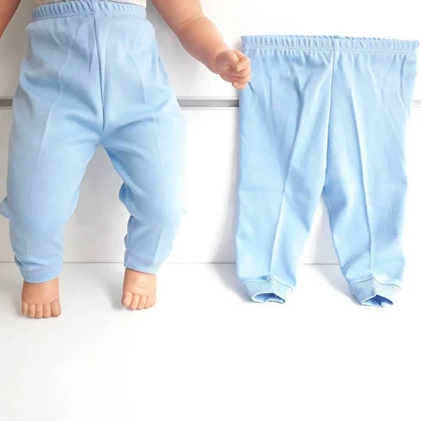 Sade Mavi Tek Alt Bebek Penye Pantolon - Resim 5