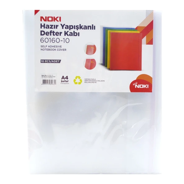Noki Hazır Yapışkanlı Defter Kabı Şeffaf 10 Lu ürün görseli 1