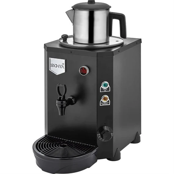 Remta Mini Jumbo 9 Litre Tek Demlikli Çay Kazanı Makinesi - Siyah ürün görseli 1