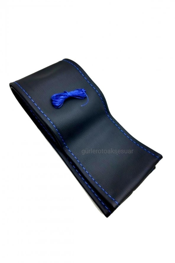 Ford Courier Uyumlu Direksiyon Kılıfı Dikmeli Soft Mavi Ipli (38×10.5cm) ürün görseli 1