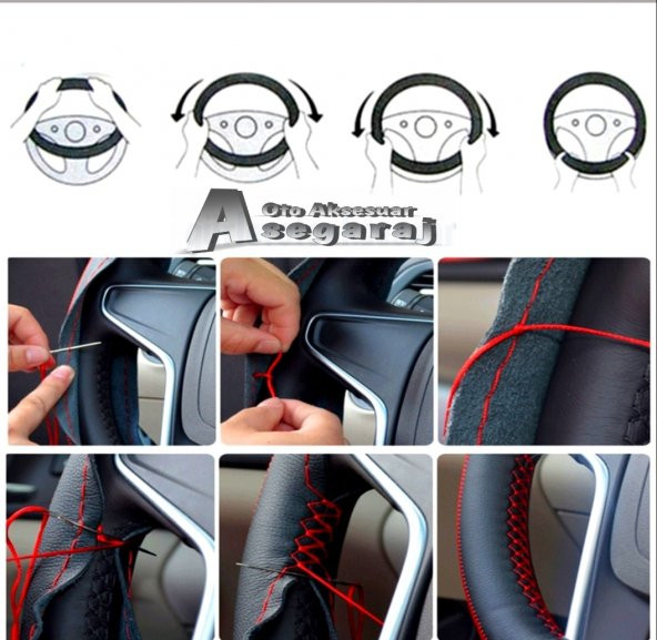 Opel Astra J Kasa Uyumlu Dikmeli Direksiyon Kılıfı Noktalı-Nubuk Mavi Yüzüklü ürün görseli 1