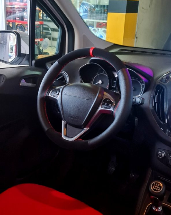 VW Golf 4 Uyumlu Dikmeli Direksiyon Kılıfı Noktalı-Alknatara Kırmızı Yüzüklü ürün görseli 1