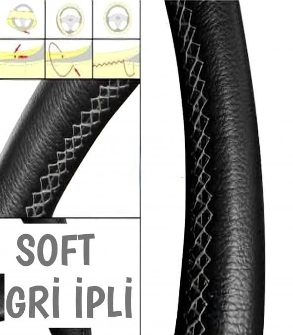 Opel Astra J Kasa Uyumlu Dikmeli Direksiyon Kılıfı Soft Gri İpli ( 38×10.5CM ) ürün görseli 1