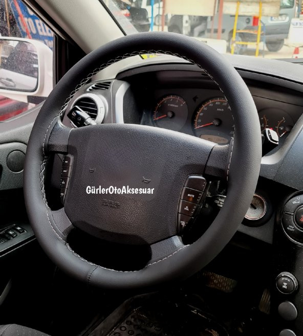 SsangYong Kyron Uyumlu Dikmeli Direksiyon Kılıfı Soft Gri İpli A+++Plus ( 38×10CM ) ürün görseli 1