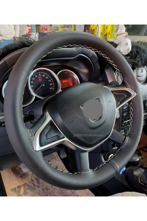 Dacia Stepway Uyumlu Direksiyon Kılıfı Dikmeli Gri İpli ( 38×11CM ) ürün görseli 1