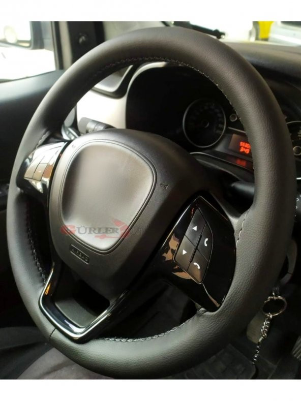 Fiat Doblo (2010-2021) Uyumlu Dikmeli Direksiyon Kılıfı Soft Siyah (11cm) ürün görseli 1