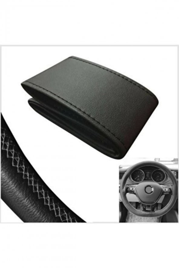 Universal Dikmeli Direksiyon Kılıfı Soft Gri Ipli 37-39cm ürün görseli 1