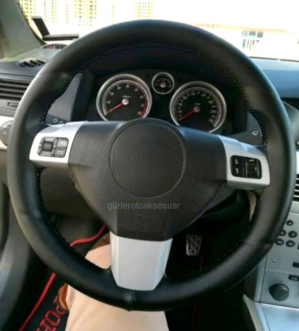 Opel astra H uyumlu dikmeli direksiyon kılıfı kokusuz terletmez soft siyah ipli(38×10.5cm) ürün görseli 1